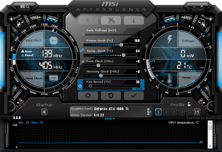 MSI Afterburner interface screen